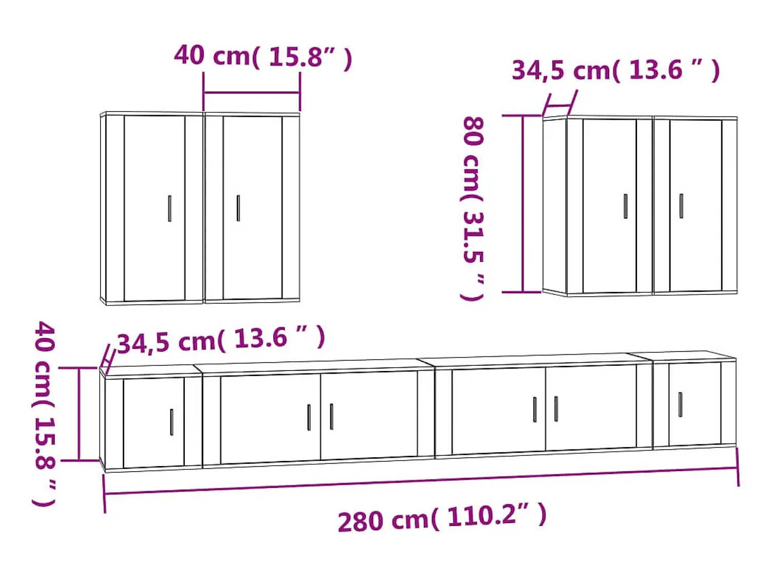 vidaxl Conjunto móveis de TV 8 pcs madeira processada^ Móvel De Tv