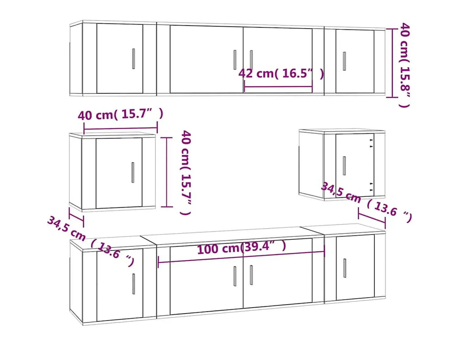 vidaxl Conjunto móveis de TV 8 pcs madeira processada cimento^ Móvel De Tv