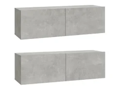 Móvel De Tv* Conjunto móveis de TV 3 pcs madeira processada cimento PT831234 Cinzento