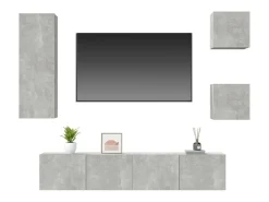 Móvel De Tv| Conjunto móveis de TV 5 pcs madeira processada cimento PT489202 Cinzento