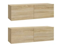 Móvel De Tv| Conjunto móveis de TV 3 pcs madeira processada carvalho sonoma PT590363 Castanho