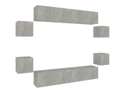 Móvel De Tv| Conjunto móveis de TV 8 pcs madeira processada cimento PT593014 Cinzento
