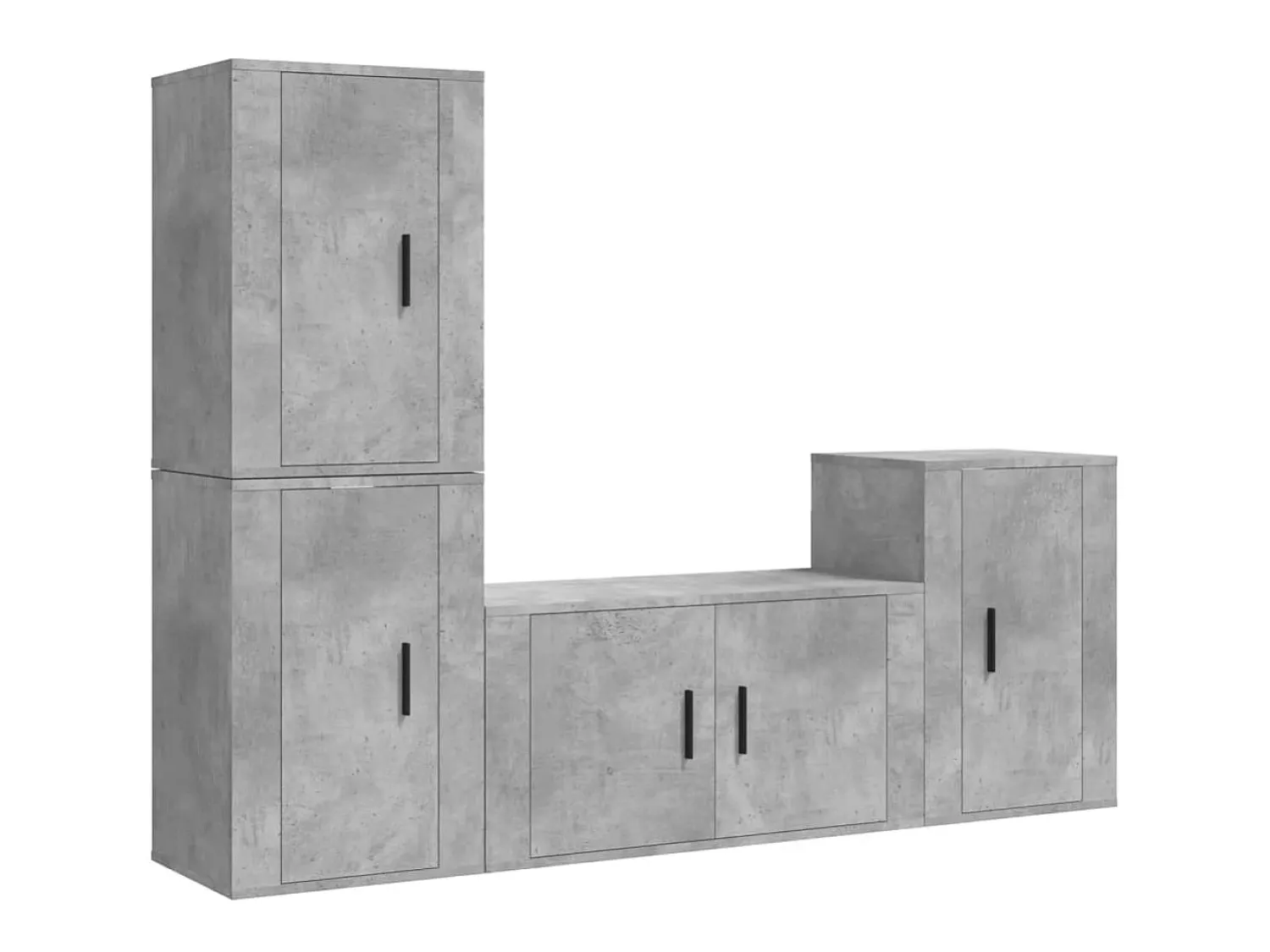 Móvel De Tv| Conjunto móveis de TV 4 pcs madeira processada cimento PT911708 Cinzento