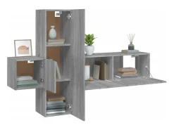 Móvel De Tv| Conjunto móveis de TV 3 pcs madeira processada sonoma cinza PT503914 Cinzento