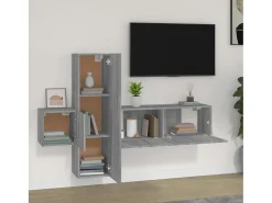 Móvel De Tv| Conjunto móveis de TV 3 pcs madeira processada sonoma cinza PT503914 Cinzento