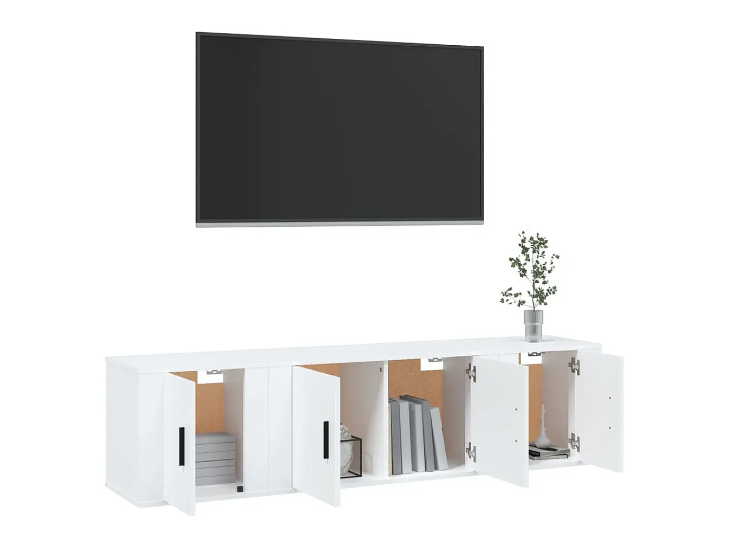 Móvel De Tv* Conjunto móveis de TV 3 pcs madeira processada PT776633 Branco