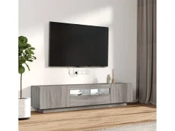 Móvel De Tv| Conjunto móveis de TV 2 pcs c/ LEDs madeira -claro PT772081 Cinzento