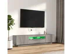 Móvel De Tv| Conjunto móveis de TV 2 pcs c/ LEDs madeira -claro PT772081 Cinzento