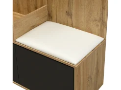 Móvel De Entrada|ModernLuxe Conjunto vestiário de entrada 100×38×191 cm - com cabideiro e sapateira - ganchos e 1 espelho - natural + preto Preto / Natural claro