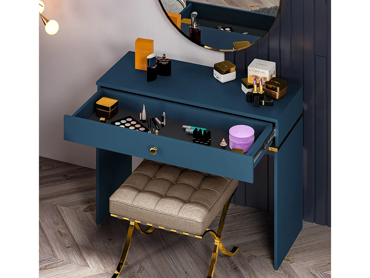 Consola*Petits-Meubles Consola 1 gaveta Thalia 79cm Azul