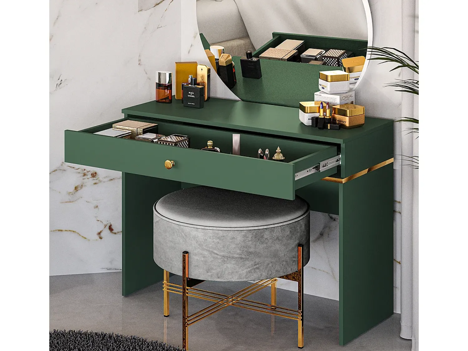 Consola|Petits-Meubles Consola 1 gaveta Thalia 79cm Verde