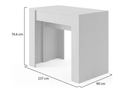 Dmora Consola 0, Mesa de jantar extensível até 10 lugares, Consola moderna com extensões, 90x52h78 cm, Branca^ Consola