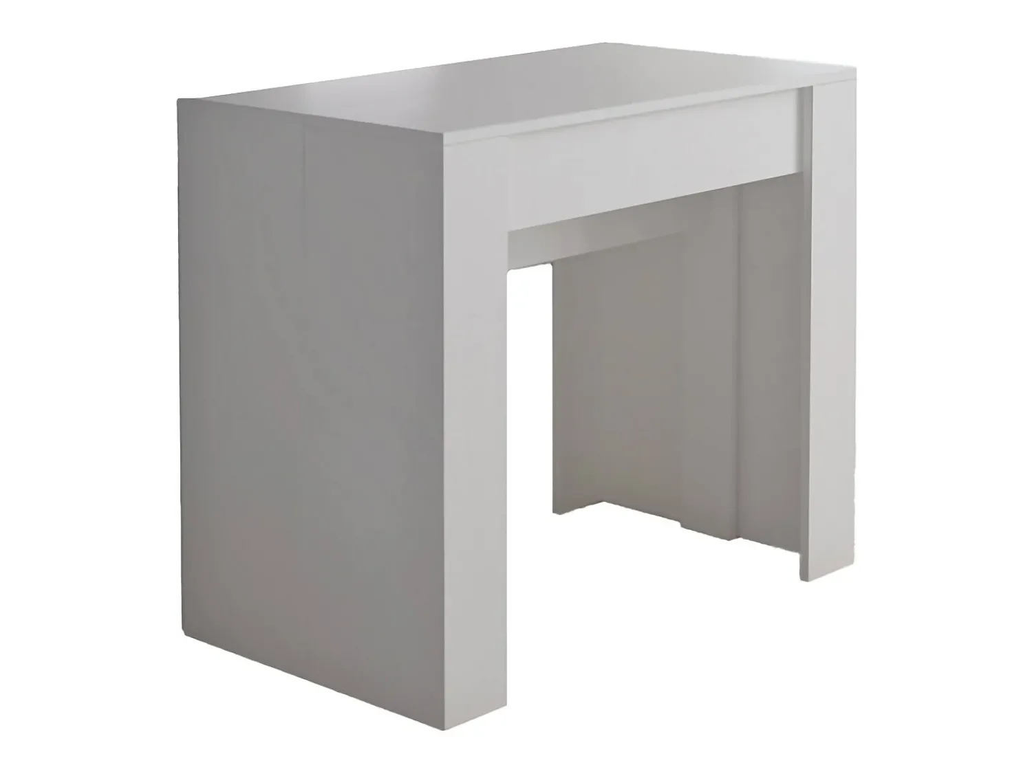 Dmora Consola 0, Mesa de jantar extensível até 10 lugares, Consola moderna com extensões, 90x52h78 cm, Branca^ Consola