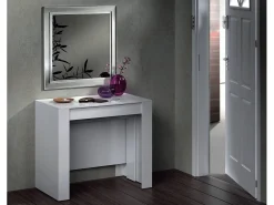 Consola*Dmora Consola Compton, Mesa de jantar extensível, Mesa com extensões multiusos extensíveis até 10 lugares, 51/237x90h78 cm, Brilhante Branco