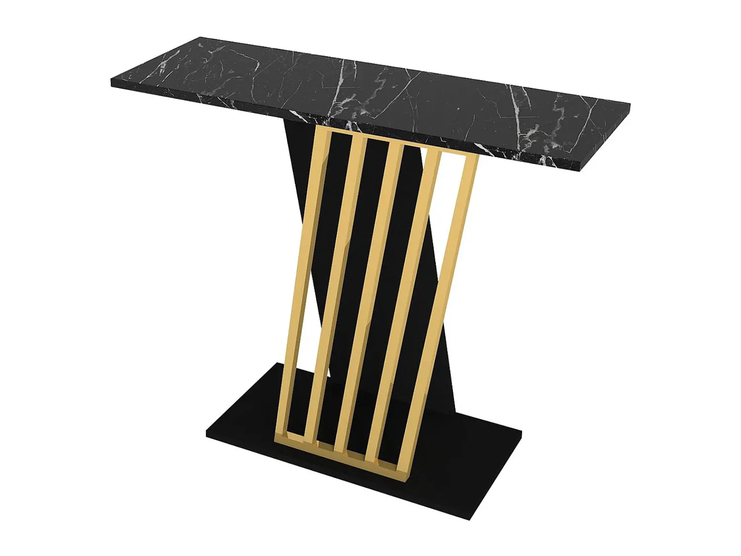 Consola|Vente-unique Consola cor efeito mármore preto e dourado - ORSONA Preto / Dourado