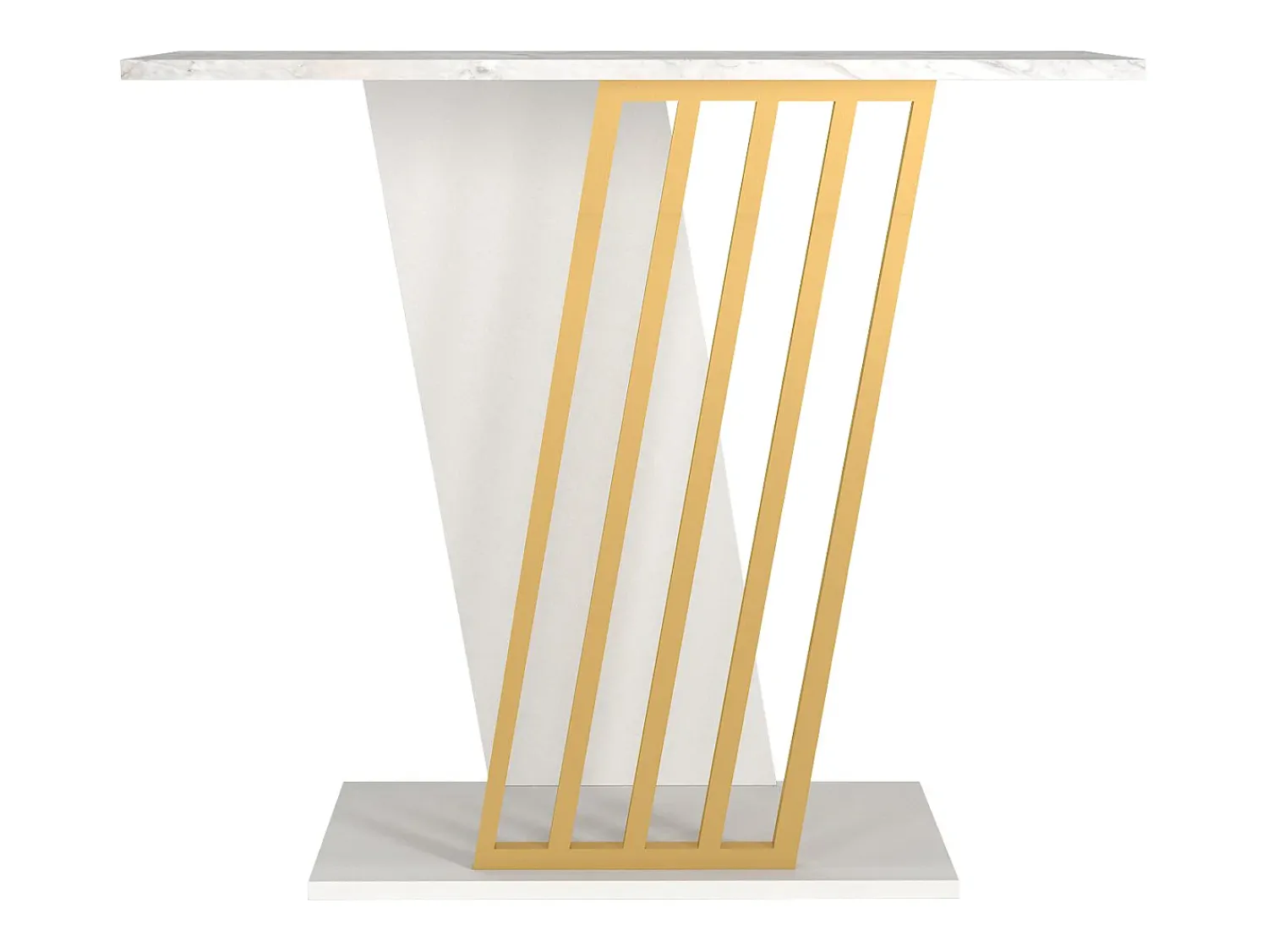 Hot Vente-unique Consola cor efeito mármore branco e dourado - ORSONA Branco / Dourado