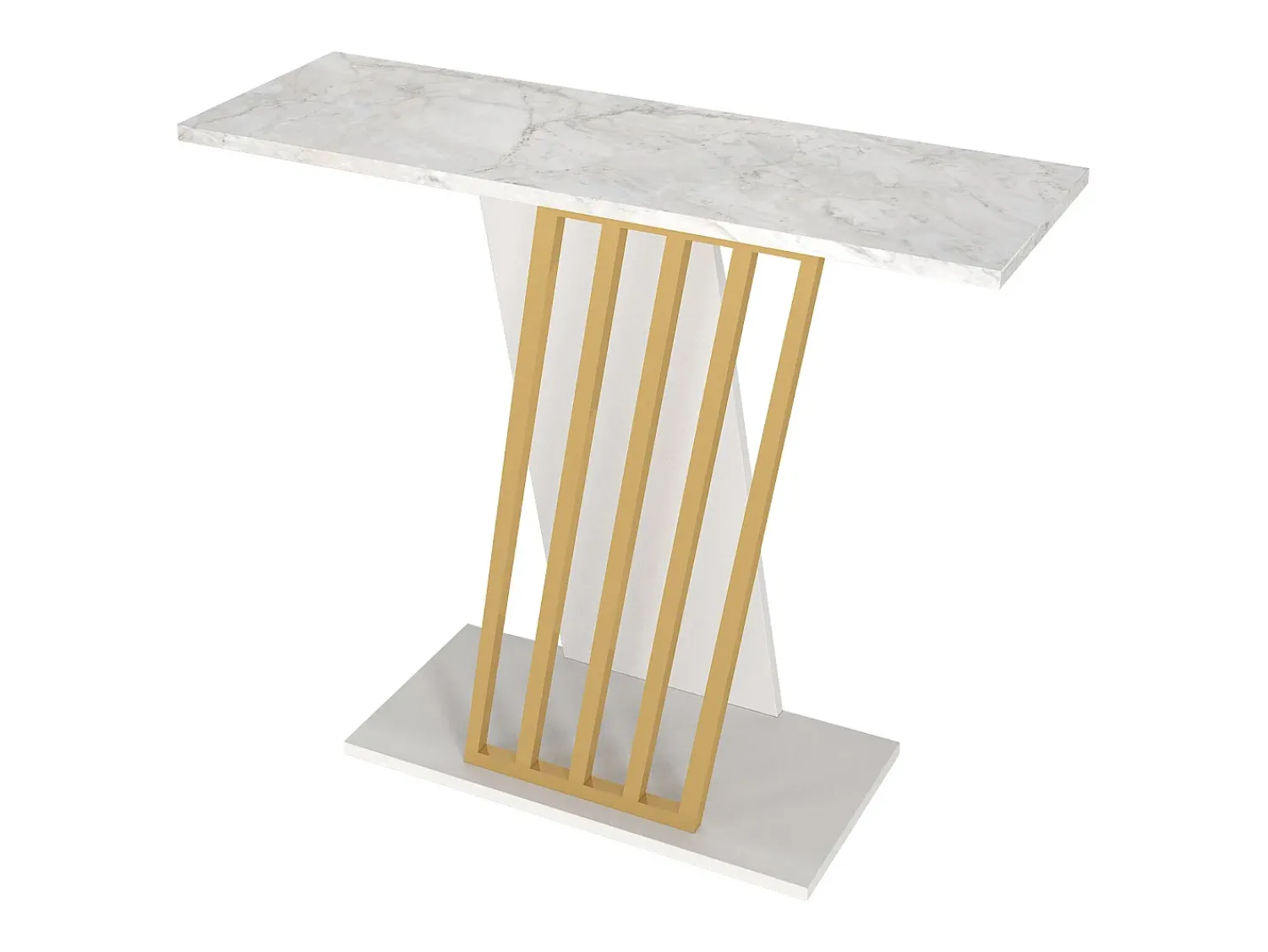 Hot Vente-unique Consola cor efeito mármore branco e dourado - ORSONA Branco / Dourado