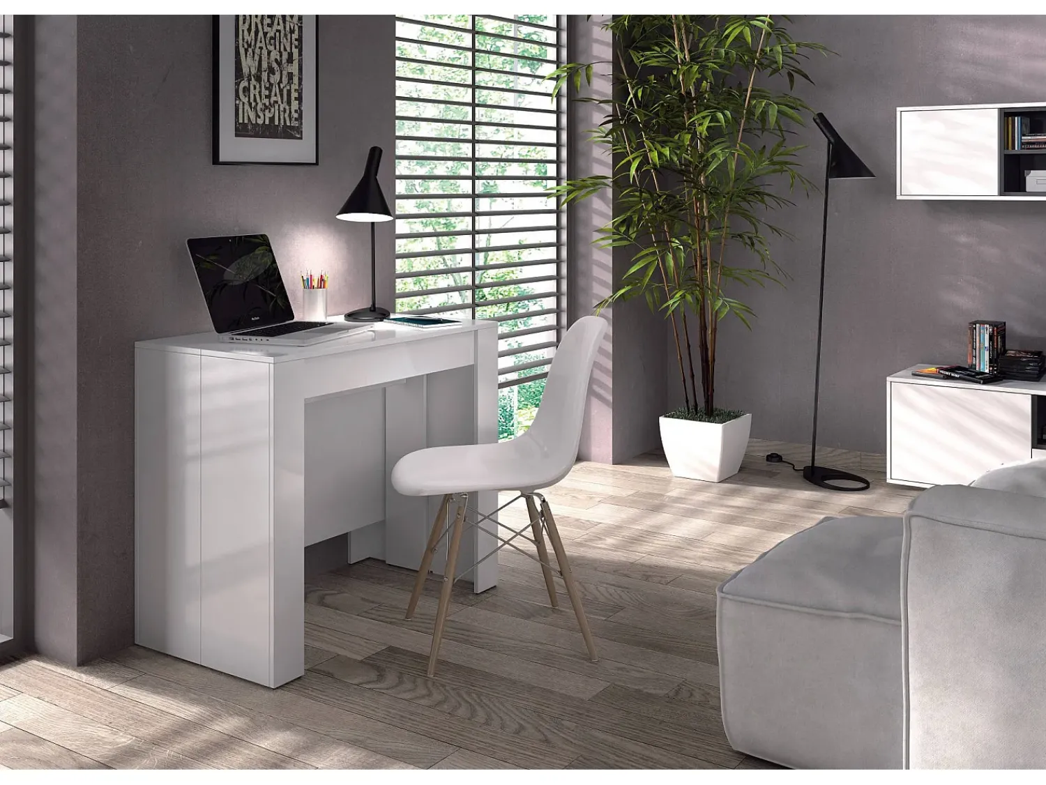 Dmora Consola Diluna, Mesa de jantar extensível, Mesa com extensões multiusos extensíveis até 10 lugares, 51/237x90h78 cm, Brilhante^ Consola