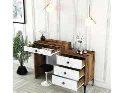 Consola|Dmora Consola Dmuntean, Mesa multiuso, Armário de apoio, Secretária de corredor, 124x40h85 cm, Noz e Branco Castanho