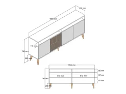 Dmora Consola Dpogg, Mesa multiuso, Armário de apoio, Secretária de corredor, 180x35h79 cm, Noz e Branco^ Consola
