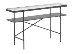 Discount Consola em metal com tampo de vidro Preto