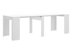 Consola*Dmora Consola extensível Cognolo, Mesa de jantar multiusos, Consola extensível multiposições com suporte de extensão incluído, 54/239x90h77 cm, Branco