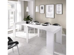 Consola*Dmora Consola extensível Cognolo, Mesa de jantar multiusos, Consola extensível multiposições com suporte de extensão incluído, 54/239x90h77 cm, Branco