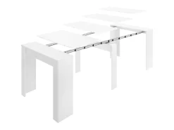 Consola*Dmora Consola extensível Cognolo, Mesa de jantar multiusos, Consola extensível multiposições com suporte de extensão incluído, 54/239x90h77 cm, Branco