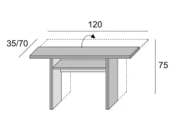 Clearance Dmora Consola extensível Dbaschirott, Mesa de jantar com abertura rebatível, Consola extensível multiusos, 100% Fabricado em Itália, 120x70h75 cm, Cimento Cinzento
