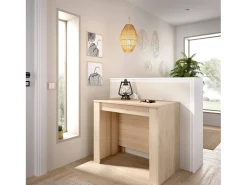 Consola*Dmora Consola extensível Dbiragh, Consola extensível multiposições, Mesa de jantar multiusos, 54/239x90h77 cm, Carvalho Natural claro