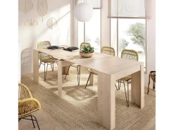 Consola*Dmora Consola extensível Dbiragh, Consola extensível multiposições, Mesa de jantar multiusos, 54/239x90h77 cm, Carvalho Natural claro