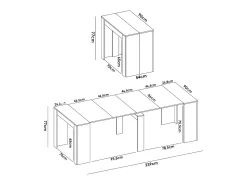 Consola*Dmora Consola extensível Dbiragh, Mesa de jantar multiusos, Consola extensível multiposições com suporte de extensão incluído, 54/239x90h77 cm, Branco