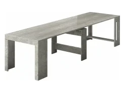 Consola|Dmora Consola extensível Dguigo, Consola extensível até 12 lugares, Mesa com suportes de extensão, 100% Fabricado em Itália, 51/300x90h77 cm, Cimento Cinzento