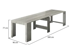 Consola|Dmora Consola extensível Dguigo, Consola extensível até 12 lugares, Mesa com suportes de extensão, 100% Fabricado em Itália, 51/300x90h77 cm, Cimento Cinzento