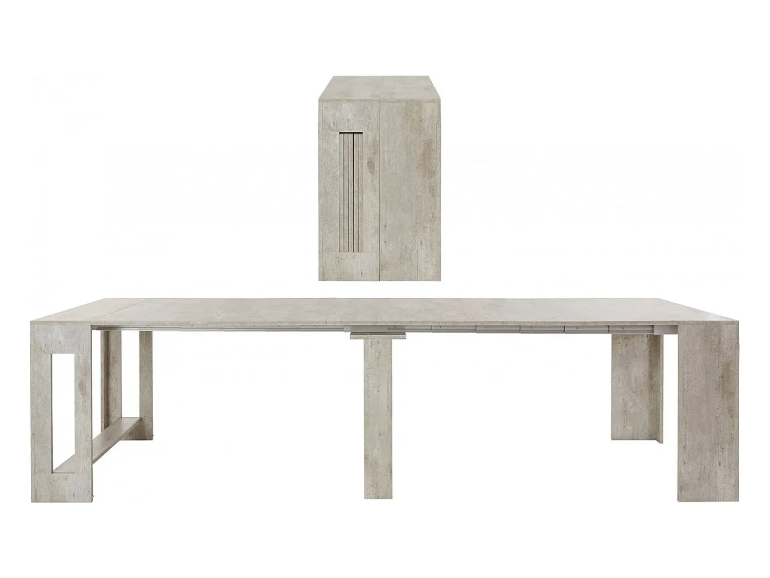 Consola*Dmora Consola extensível Dguigo, Consola extensível até 12 lugares, Mesa com suportes de extensão, 100% Fabricado em Itália, 51/300x90h77 cm, Ardósia Cinzento
