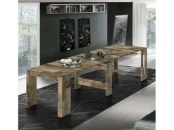 Discount Dmora Consola extensível Dguigo, Consola extensível até 12 lugares, Mesa com suportes de extensão, 100% Fabricado em Itália, 51/300x90h77 cm, Bordo Castanho