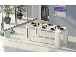 Dmora Consola extensível Glicine, Mesa de jantar extensível, Consola multiusos com extensões, 100% Fabricado em Itália, 186x80h76 cm,^ Consola
