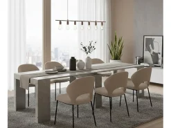 Consola*Dmora Consola extensível Martino, Consola extensível até 12 lugares, Mesa com suportes de extensão, 100% Fabricado em Itália, 51/300x90h77 cm, Cimento Cinzento