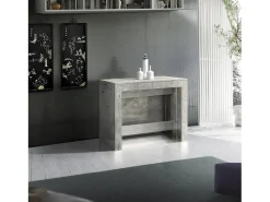 Consola*Dmora Consola extensível Martino, Consola extensível até 12 lugares, Mesa com suportes de extensão, 100% Fabricado em Itália, 51/300x90h77 cm, Cimento Cinzento