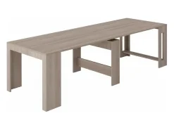 Dmora Consola extensível Martino, Consola extensível até 12 lugares, Mesa com suportes de extensão, 100% Fabricado em Itália, 51/300x90h77 cm, Olmo pérola^ Consola