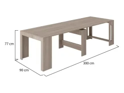Dmora Consola extensível Martino, Consola extensível até 12 lugares, Mesa com suportes de extensão, 100% Fabricado em Itália, 51/300x90h77 cm, Olmo pérola^ Consola