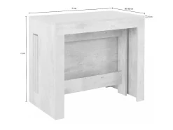 Consola|Dmora Consola extensível Martino, Consola extensível até 12 lugares, Mesa com suportes de extensão, 100% Fabricado em Itália, 51/300x90h77 cm, brilhante Branco