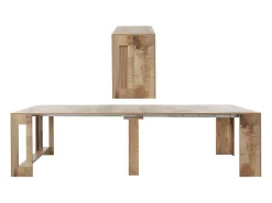 Hot Dmora Consola extensível Martino, Consola extensível até 12 lugares, Mesa com suportes de extensão, 100% Fabricado em Itália, 51/300x90h77 cm, Bordo Castanho