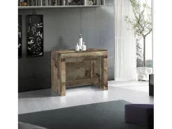 Hot Dmora Consola extensível Martino, Consola extensível até 12 lugares, Mesa com suportes de extensão, 100% Fabricado em Itália, 51/300x90h77 cm, Bordo Castanho