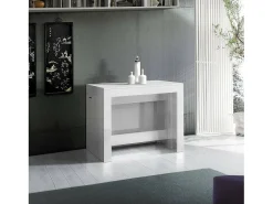 Dmora Consola extensível Martino, Consola extensível até 12 lugares, Mesa com suportes de extensão, 100% Fabricado em Itália, 51/300x90h77 cm, Lariço brilhante^ Consola