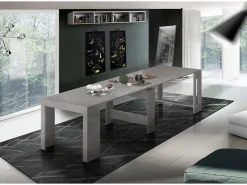 Consola|Dmora Consola extensível Martino, Consola extensível até 12 lugares, Mesa com suportes de extensão, 100% Fabricado em Itália, 51/300x90h77 cm, Mármore cinza Cinzento