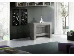Consola|Dmora Consola extensível Martino, Consola extensível até 12 lugares, Mesa com suportes de extensão, 100% Fabricado em Itália, 51/300x90h77 cm, Mármore cinza Cinzento
