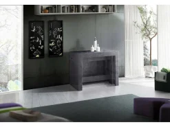 Dmora Consola extensível Martino, Consola extensível até 12 lugares, Mesa com suportes de extensão, 100% Fabricado em Itália, 51/300x90h77 cm, Ardósia^ Consola