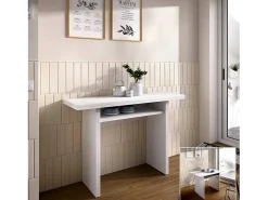 Dmora Consola extensível Rodella, Consola extensível auxiliar multiposições, Mesa de jantar dobrável com tampo rebatível, 110x33/66h75 cm,^ Consola