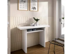 Dmora Consola extensível Rodella, Consola extensível auxiliar multiposições, Mesa de jantar dobrável com tampo rebatível, 110x33/66h75 cm,^ Consola